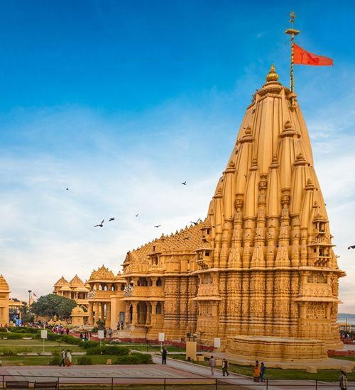 Flag hoisting at Dwarkadhish Temple Gujarat